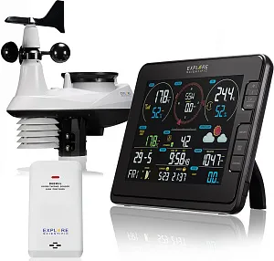 Метеостанция Explore Scientific «7 в 1» Wi-Fi, профессиональная, черная, изображение 1