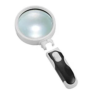 Лупа Kromatech ручная круглая 5х, 90 мм, с подсветкой (2 LED), черно-белая 77390B, изображение 1