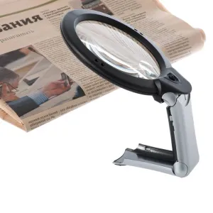 Лупа на ручке/настольная Veber 2x/4x, 100/25 мм, с подсветкой (MG1713-1) , изображение 4