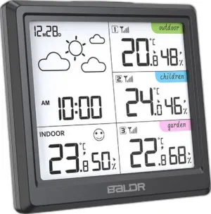 Метеостанция BALDR B0389WST4H4-V3 с тремя датчиками, черная, изображение 2